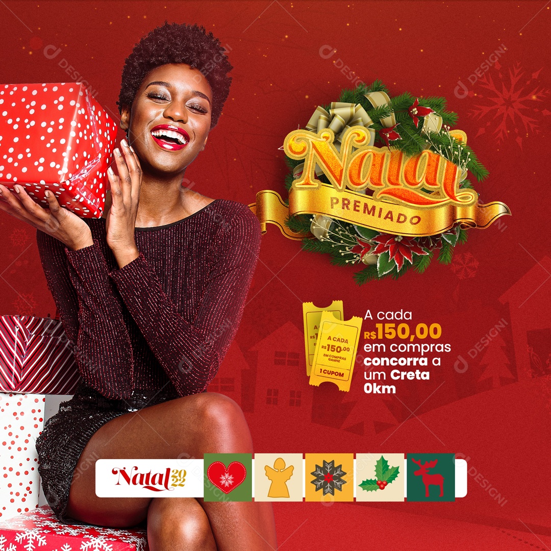 Natal Premiado Concorra a um Creta Feliz Natal Social Media PSD Editável