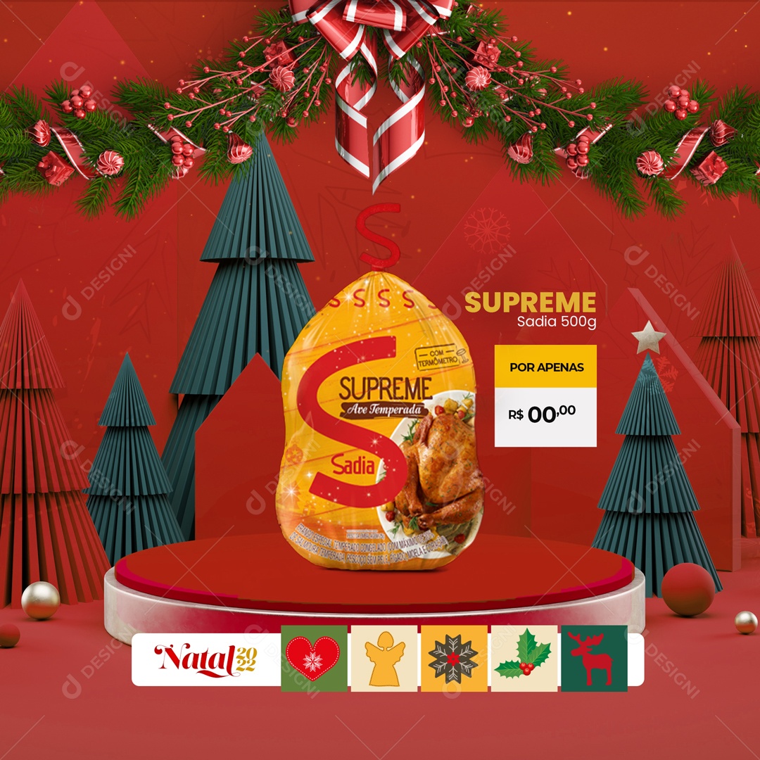 Feliz Nata Supreme Sadia na Promoção Social Media PSD Editável