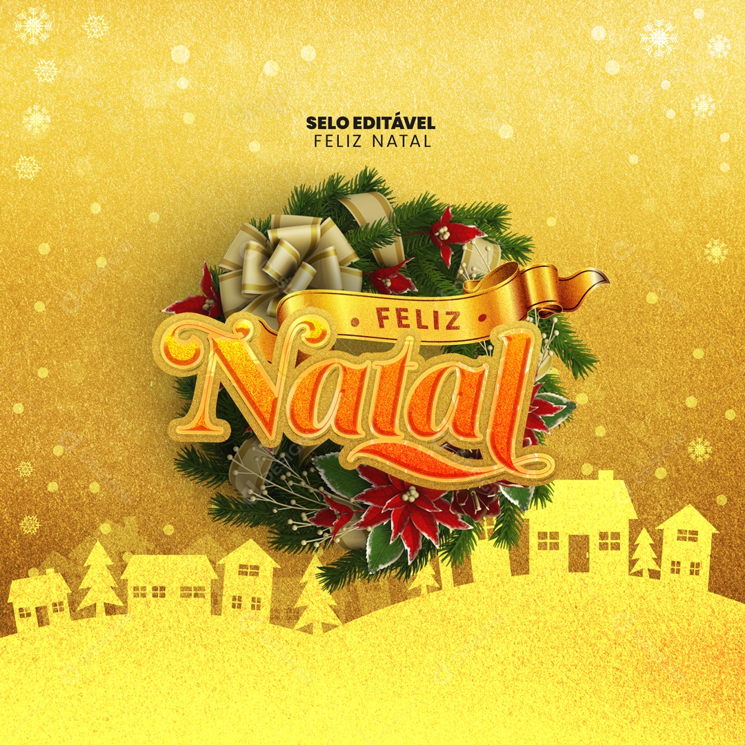 Selo de Feliz Natal PSD Editável