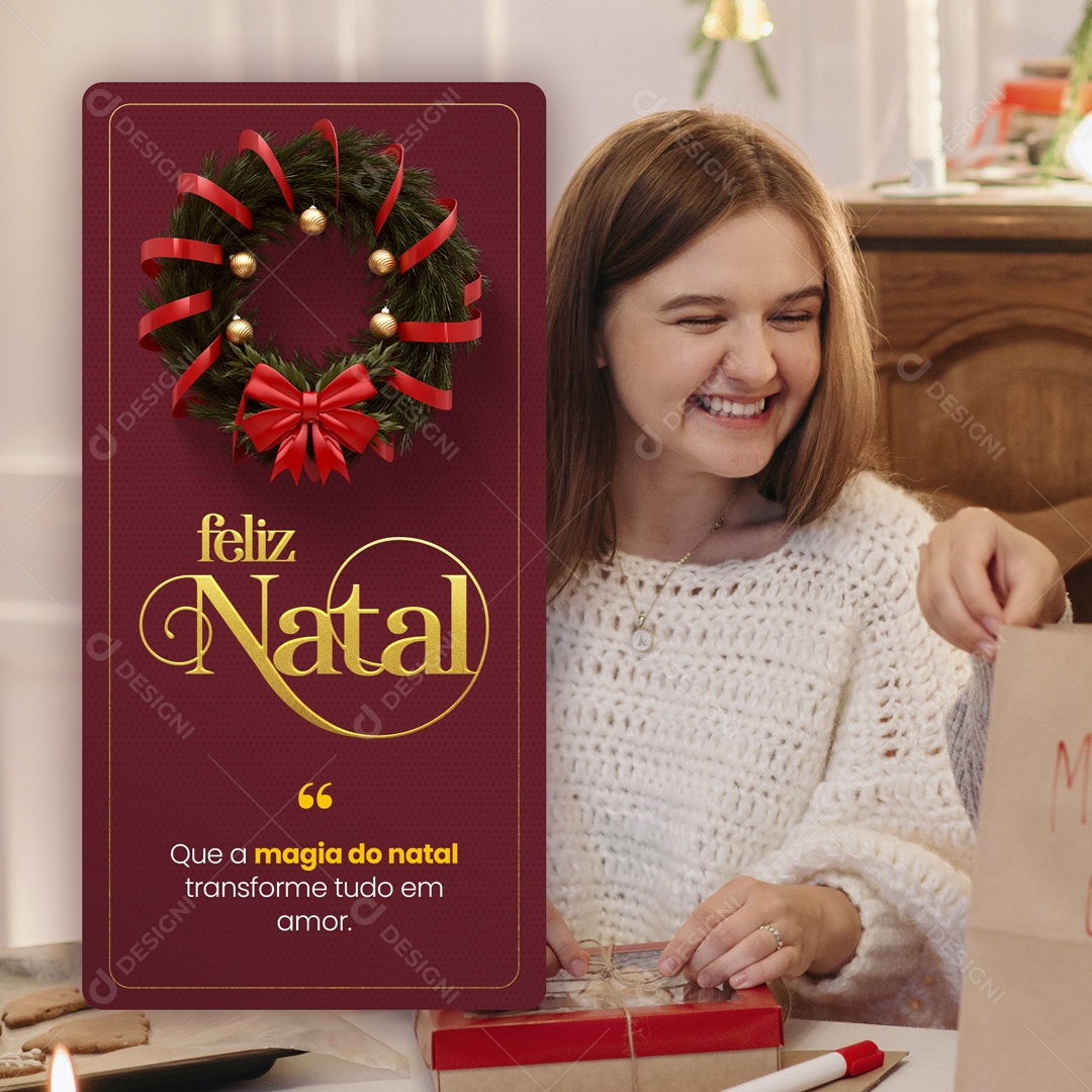 Social Media Que a Magia do Natal Transforme tudo em Amor Feliz Natal PSD Editável