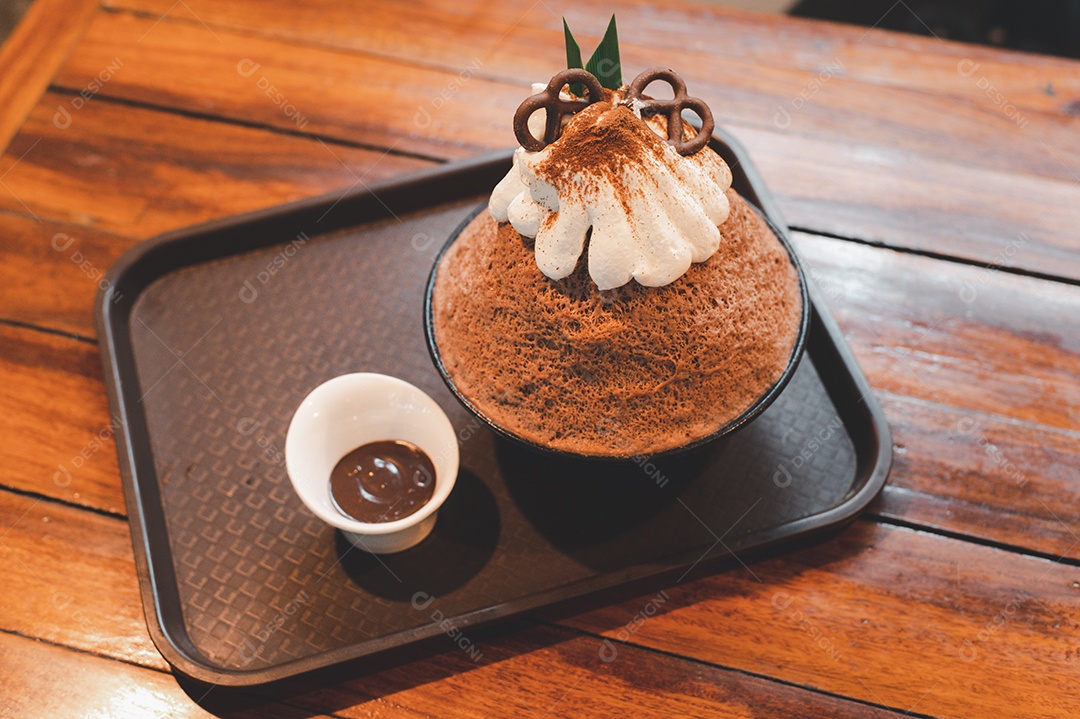 Sobremesa gelada - bingsu do chocolate