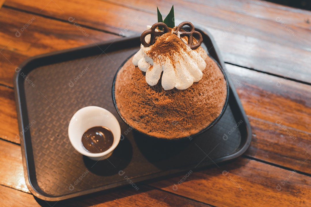 Sobremesa gelada - bingsu do chocolate