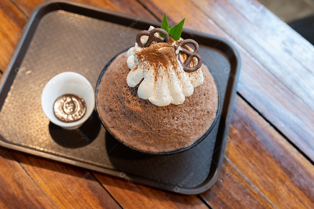 Sobremesa gelada - bingsu do chocolate