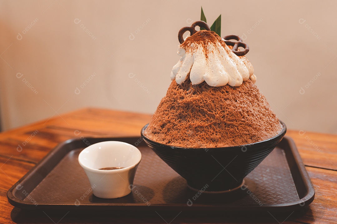 Sobremesa gelada - bingsu do chocolate