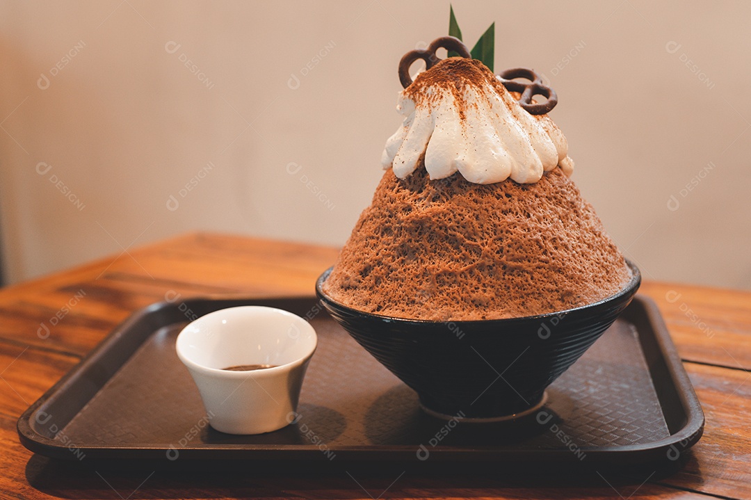 Sobremesa gelada - bingsu do chocolate