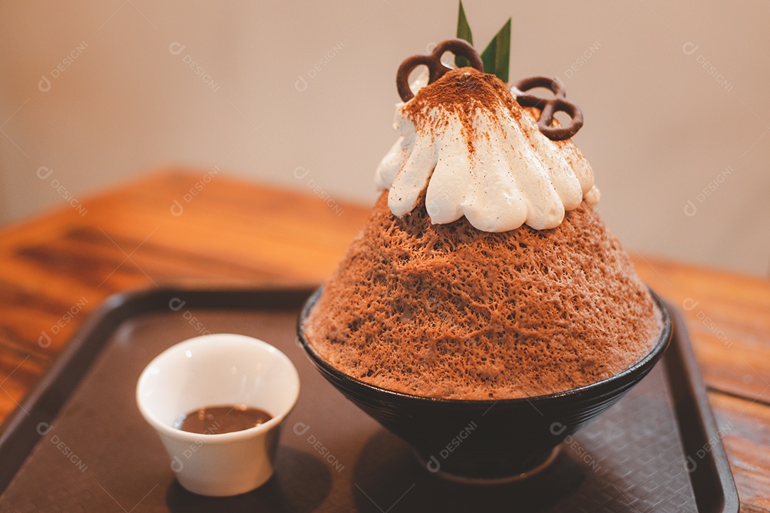 Sobremesa gelada - bingsu do chocolate