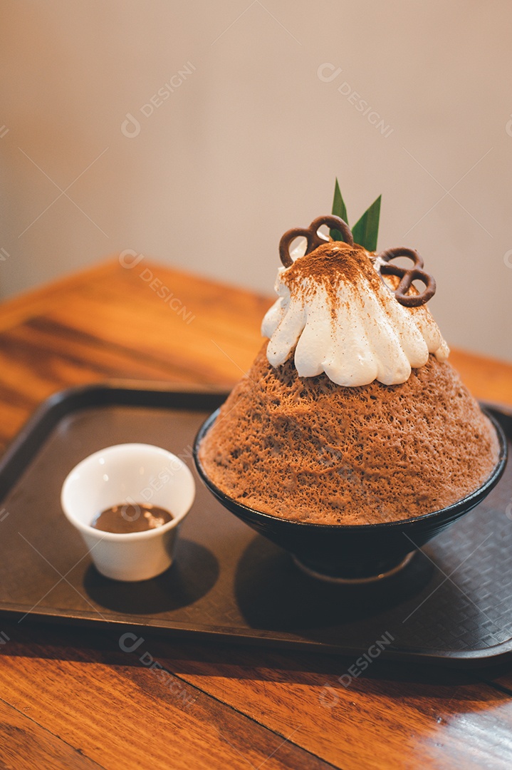 Sobremesa gelada - bingsu do chocolate