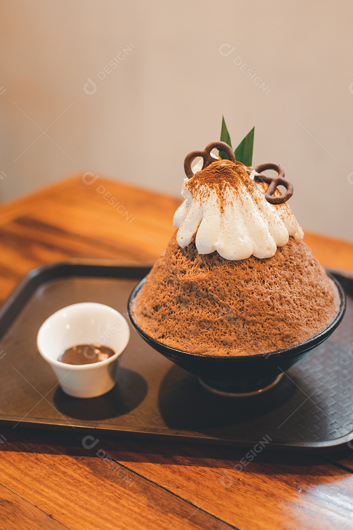 Sobremesa gelada - bingsu do chocolate