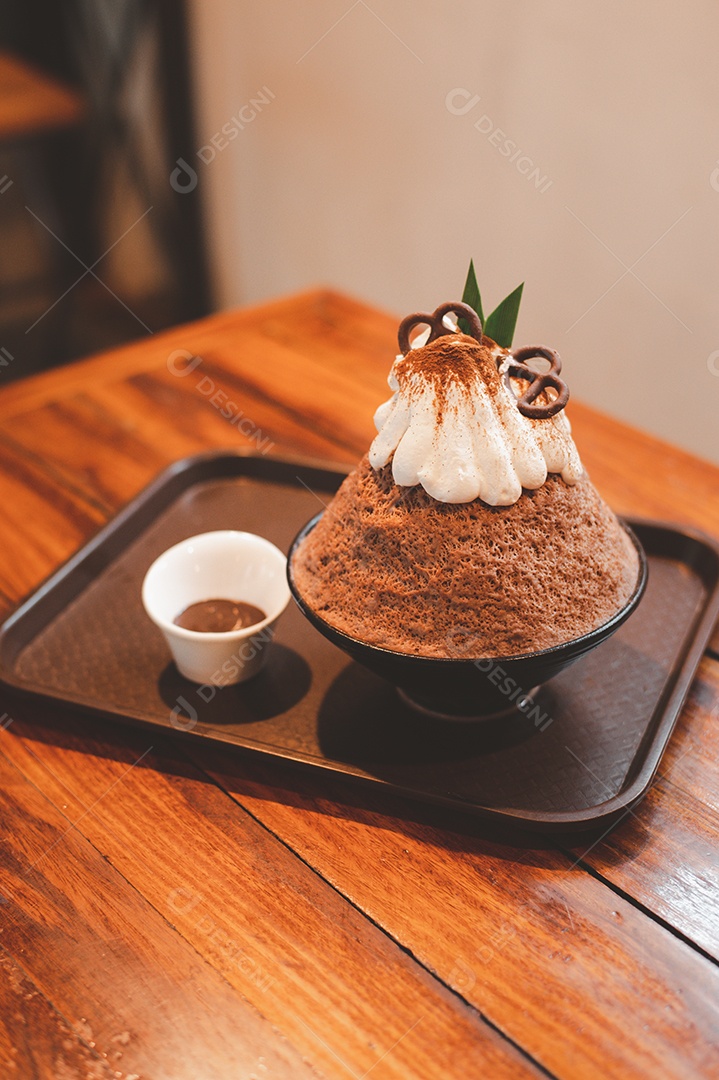 Sobremesa gelada - bingsu do chocolate