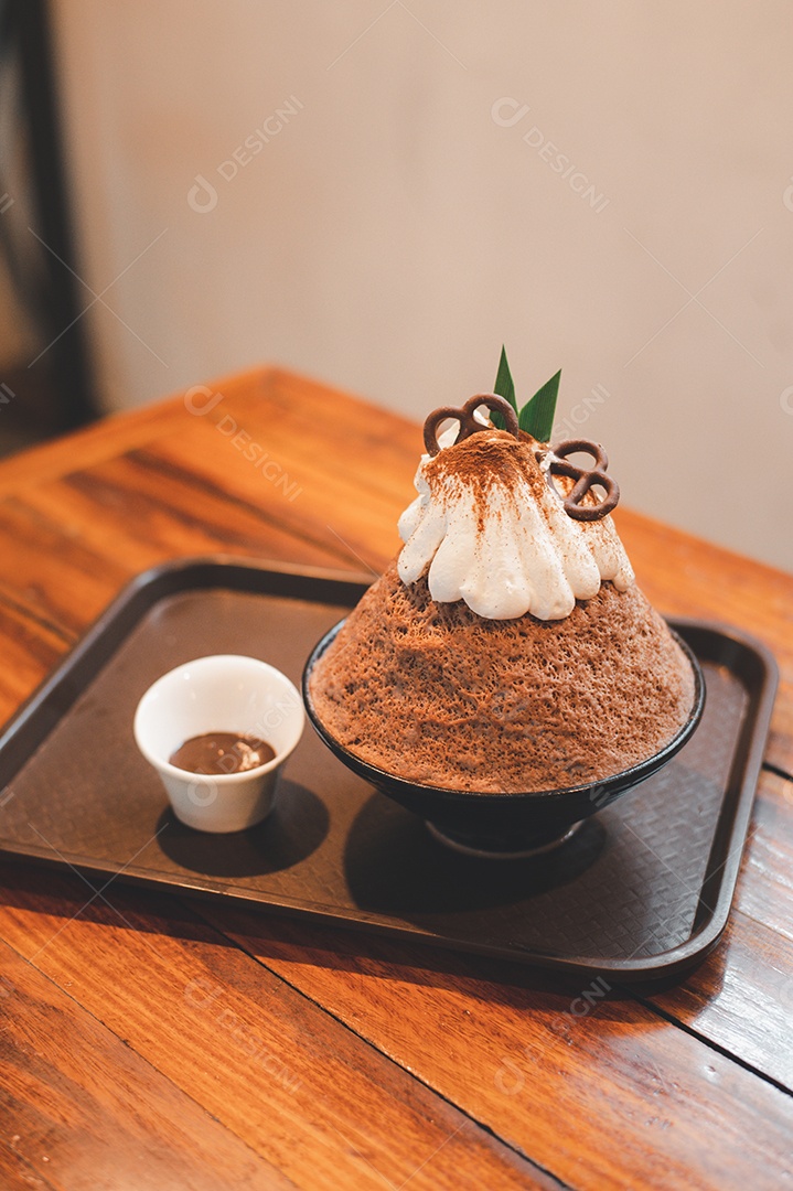 Sobremesa gelada - bingsu do chocolate