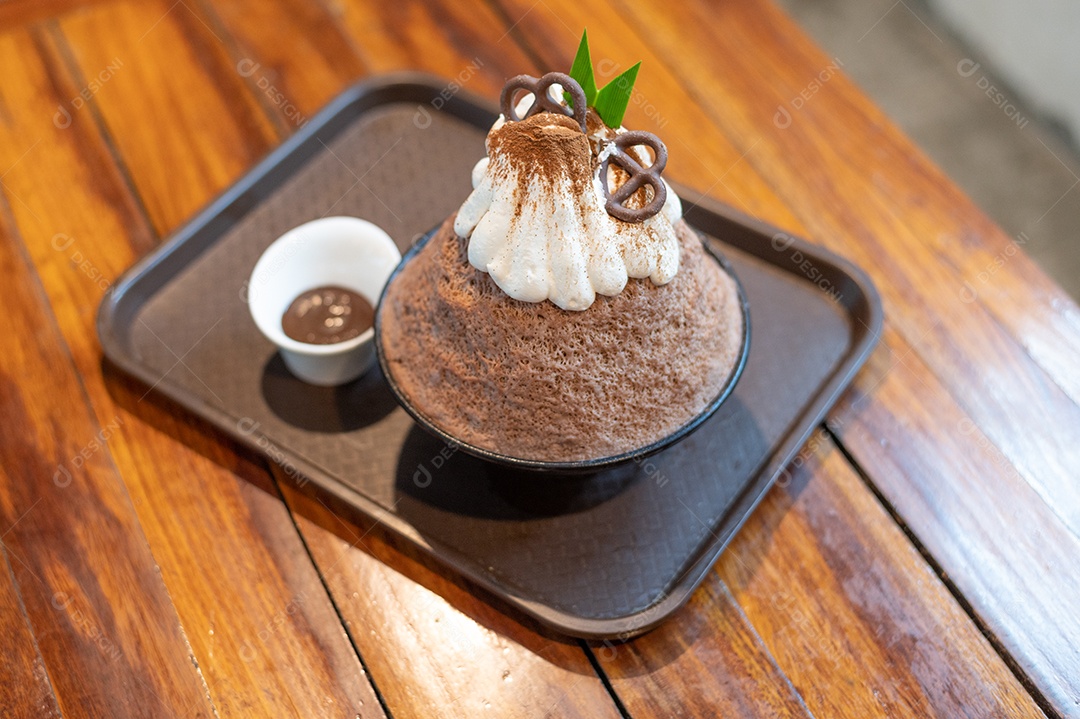 Sobremesa gelada - bingsu do chocolate