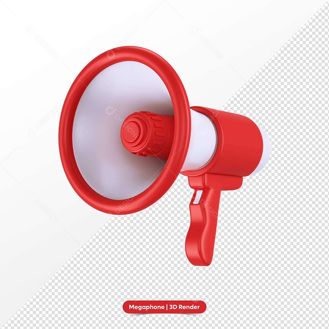 Megafone Vermelho e Branco Elemento 3D para Composição PSD