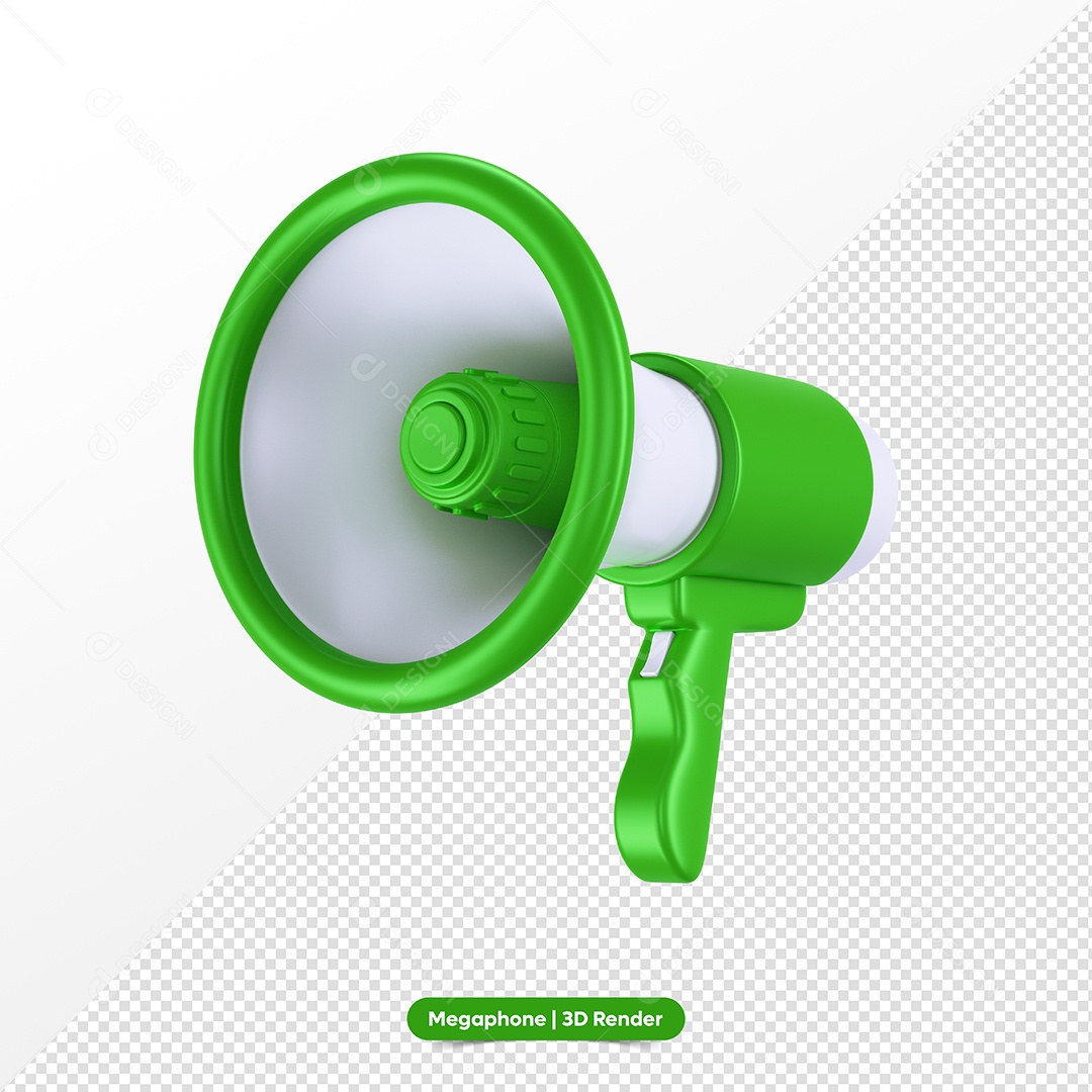 Megafone Verde e Branco Elemento 3D para Composição PSD