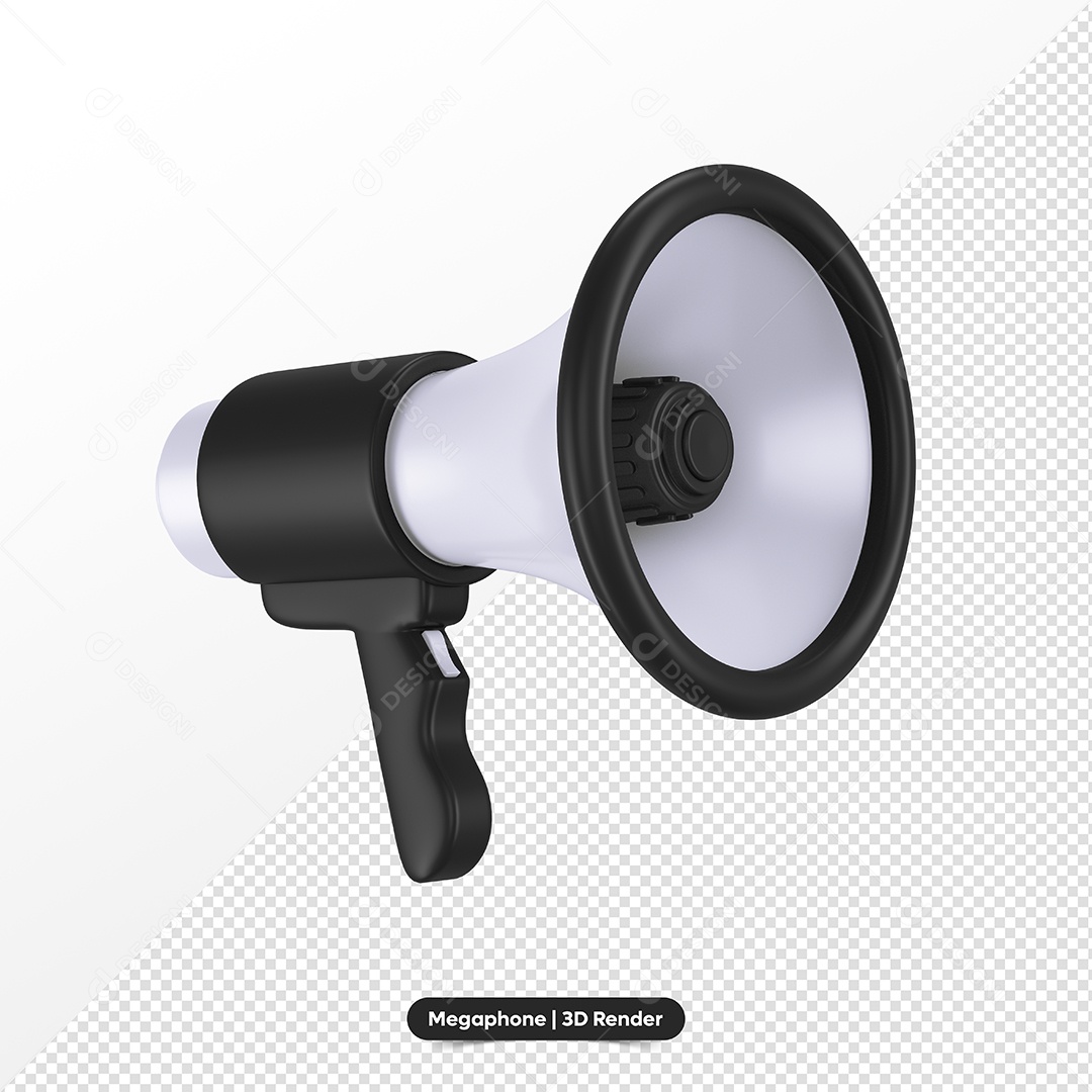 Black and White Megaphone 3D Element for Composition PSD
