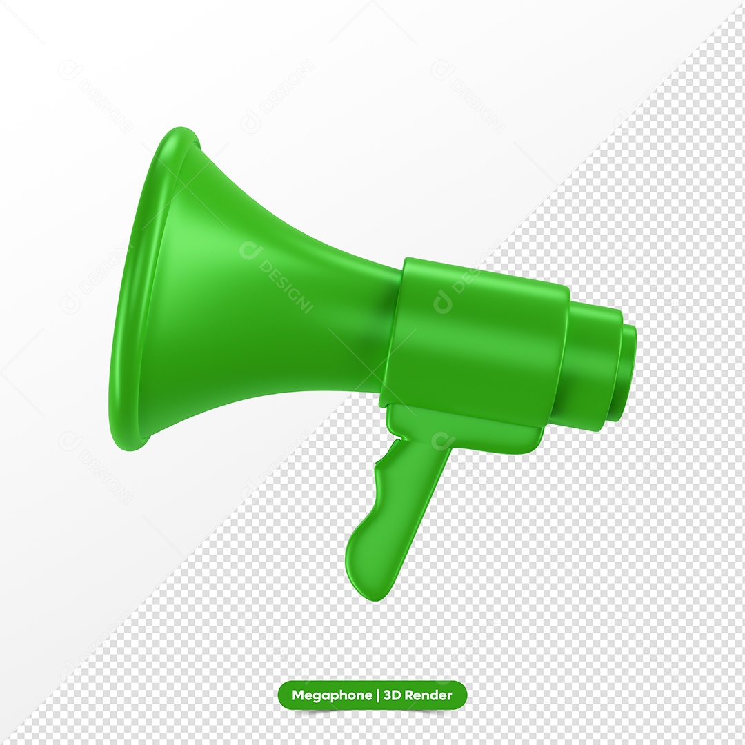 Megafone Verde Elemento 3D para Composição PSD