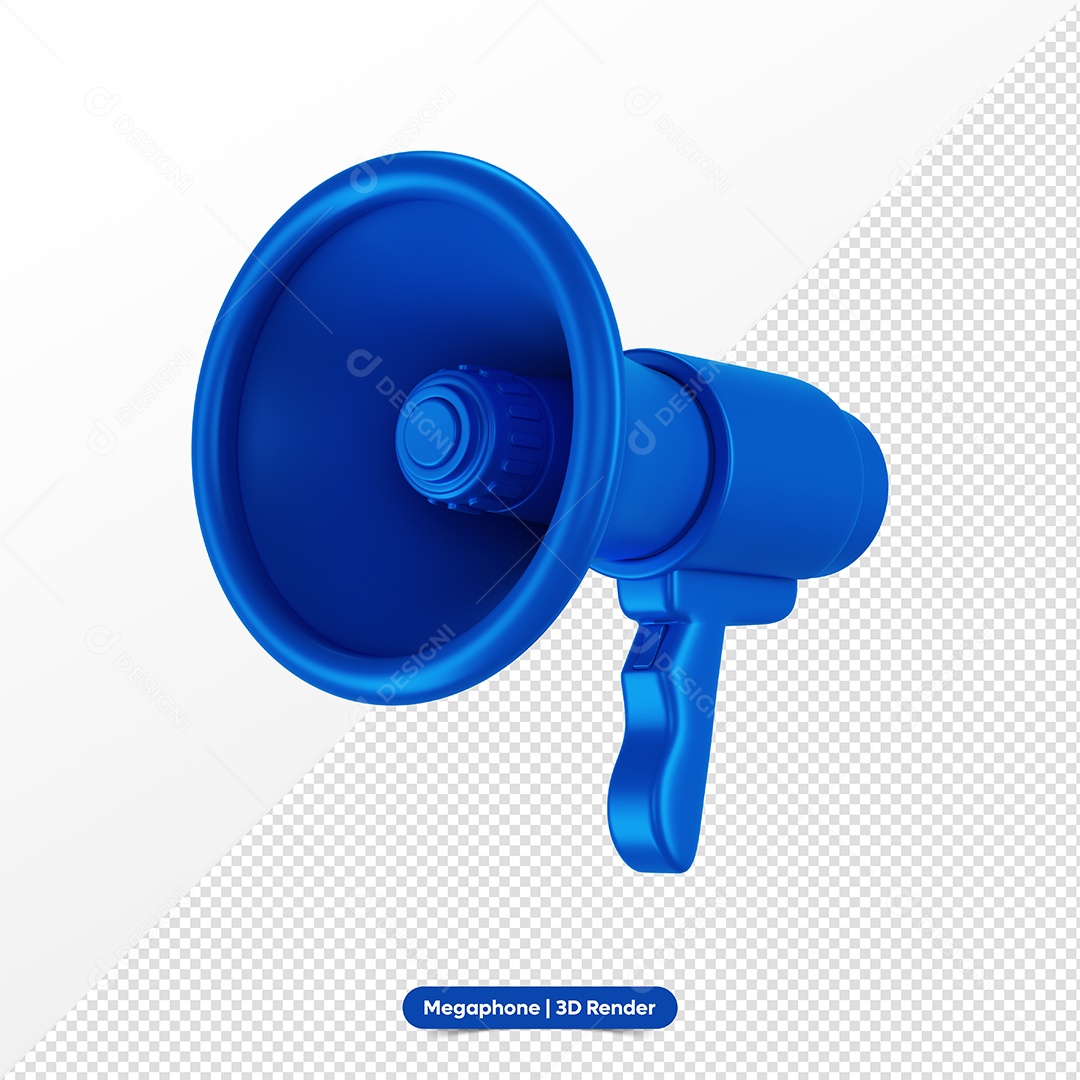 Megafone Azul Elemento 3D para Composição PSD