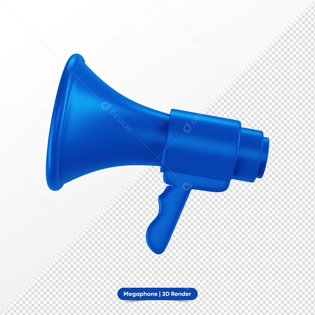 Megafone Azul Elemento 3D para Composição PSD