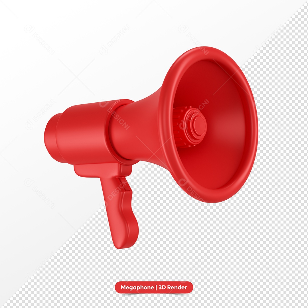 Megafone Vermelho Elemento 3D para Composição PSD