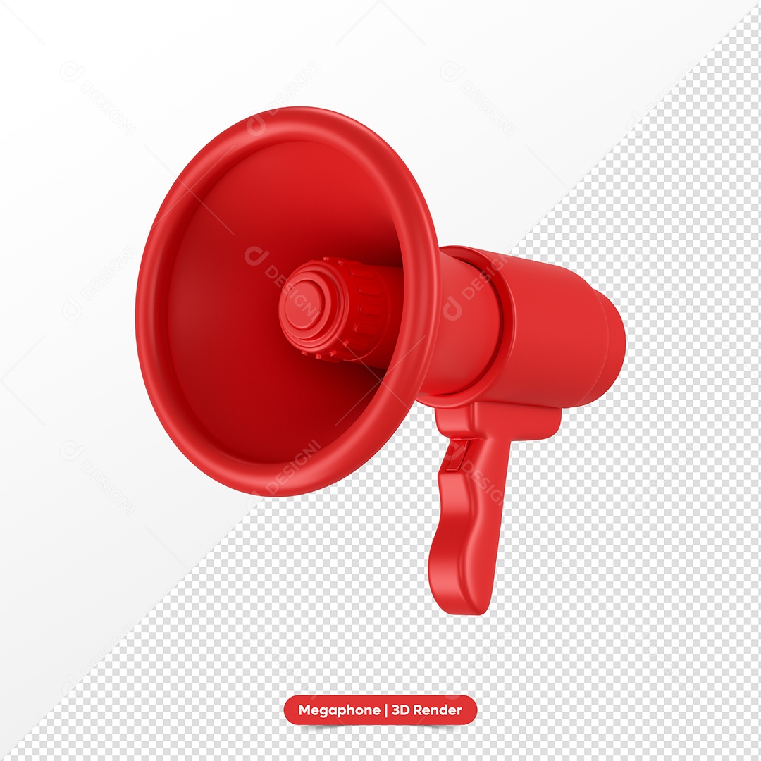 Megafone Vermelho Elemento 3D para Composição PSD