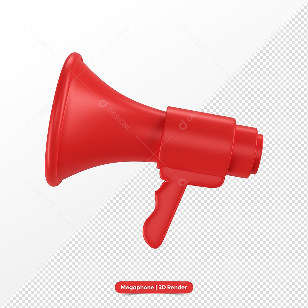 Megafone Vermelho Elemento 3D para Composição PSD