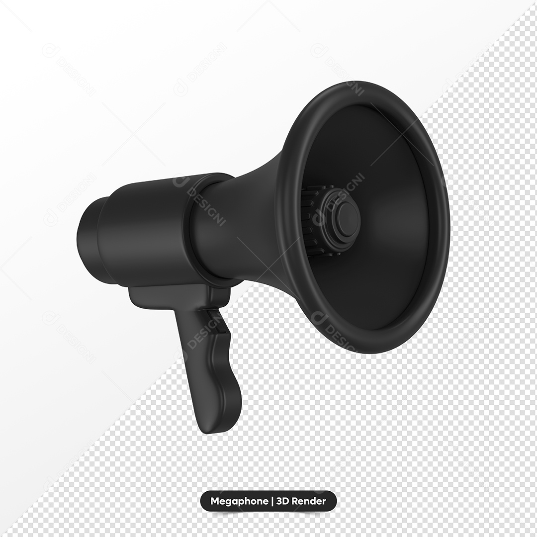Megafone Preto Elemento 3D para Composição PSD