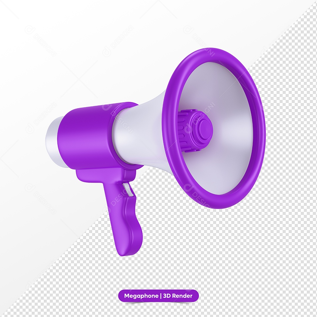 Megafone Roxo e Branco Elemento 3D para Composição PSD