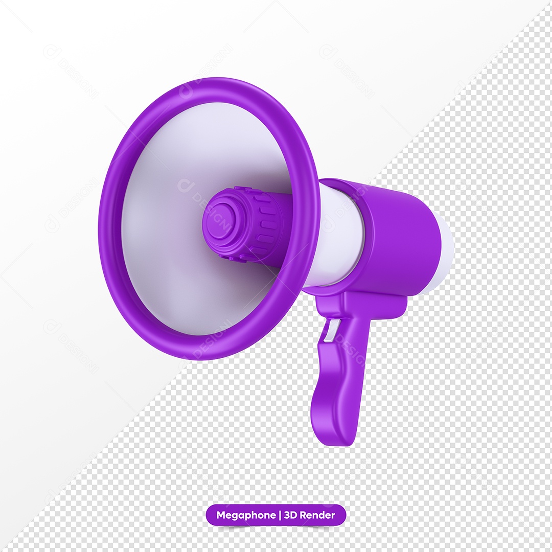 Megafone Roxo e Branco Elemento 3D para Composição PSD