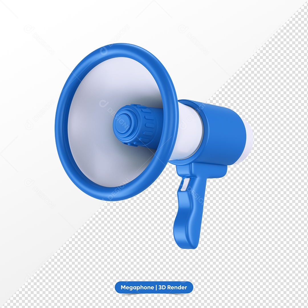 Megafone Azul e Branco Elemento 3D para Composição PSD