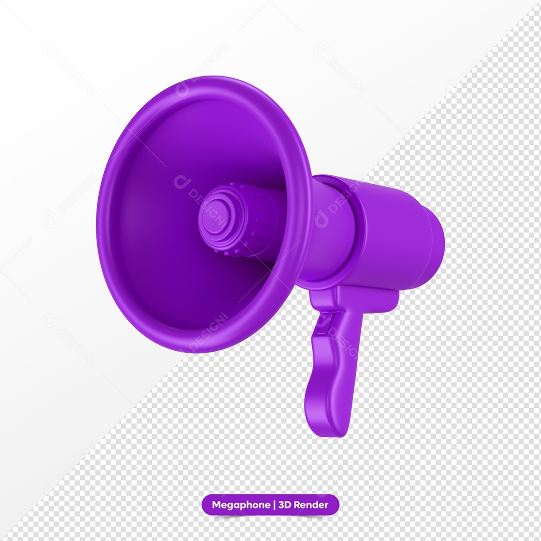 Megafone Roxo Elemento 3D para Composição PSD