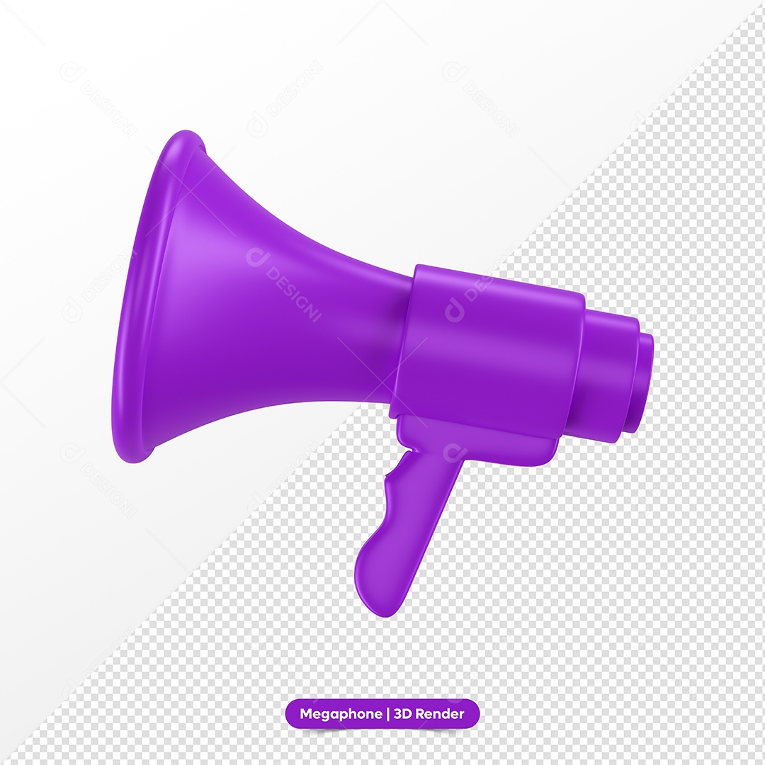 Megafone Roxo Elemento 3D para Composição PSD