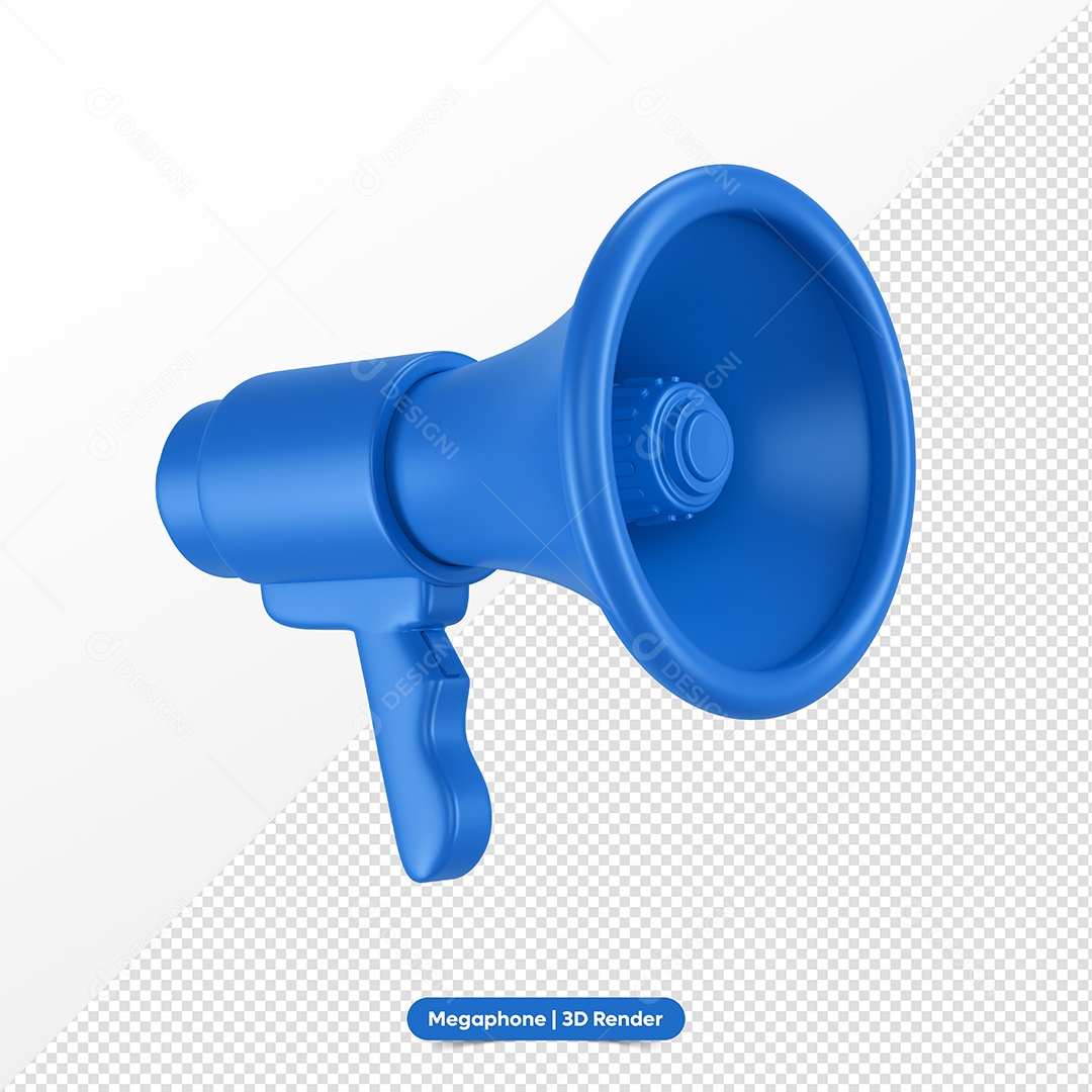 Megafone Azul Elemento 3D para Composição PSD