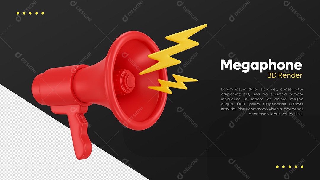 Megafone Vermelho Elemento 3D para Composição PSD
