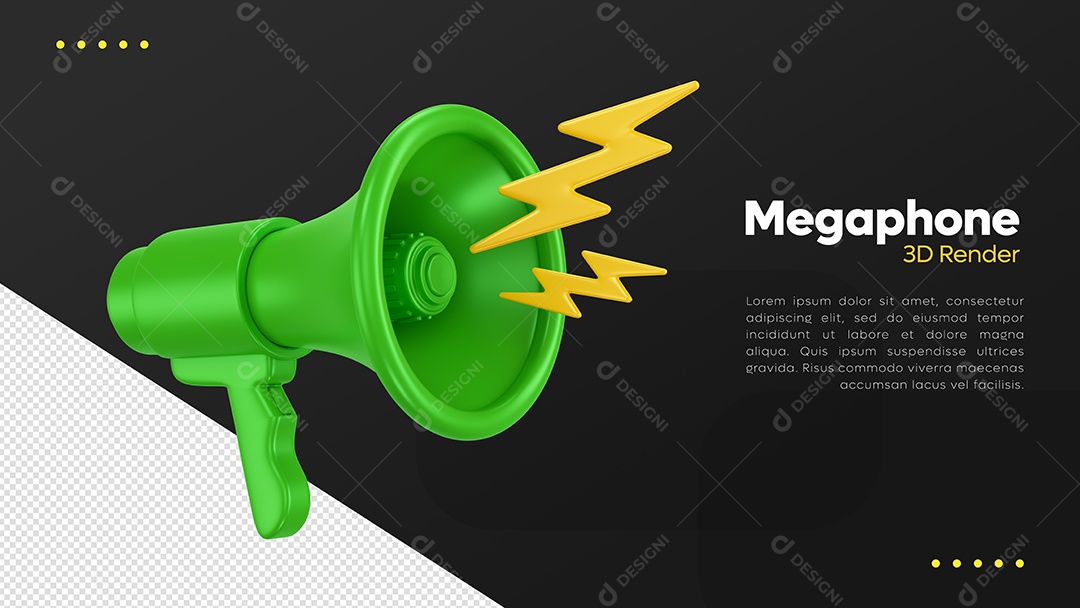 Megafone Verde Elemento 3D para Composição PSD