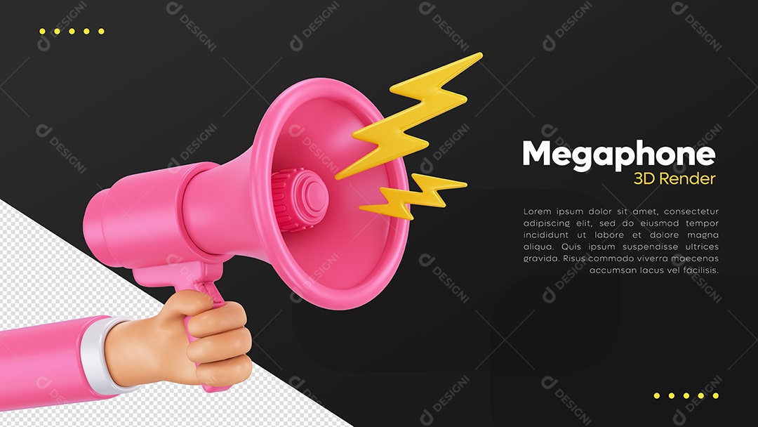 Hand Holding Pink Megaphone 3D Element PSD