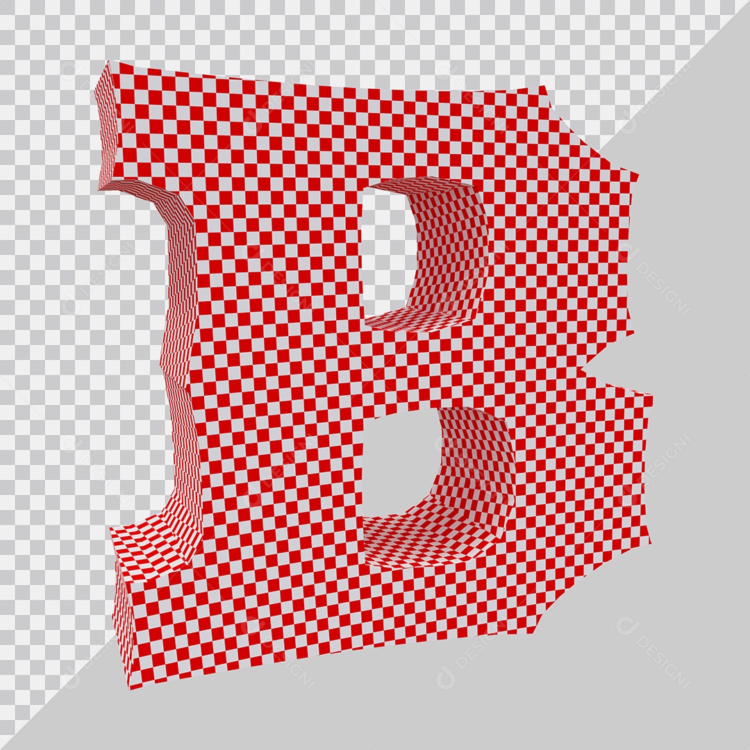 Elemento 3D Para Composição Letra B Vermelho e Branco PSD
