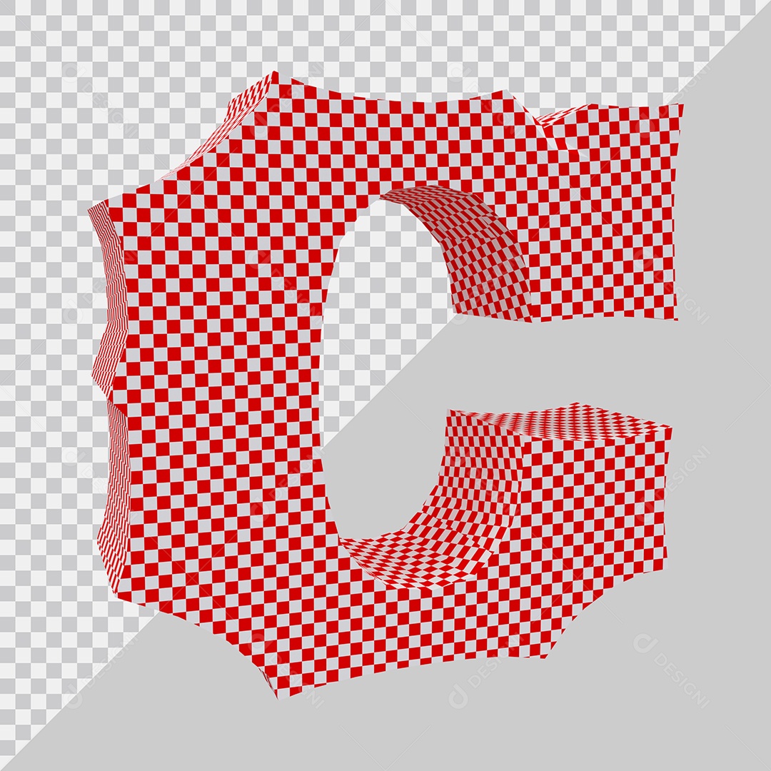 Elemento 3D Para Composição Letra C Vermelho e Branco PSD
