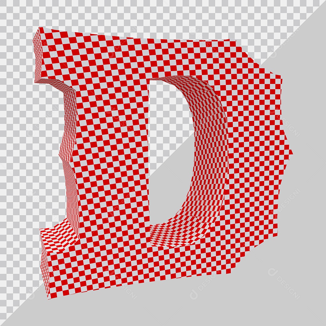 Elemento 3D Para Composição Letra D Vermelho e Branco PSD