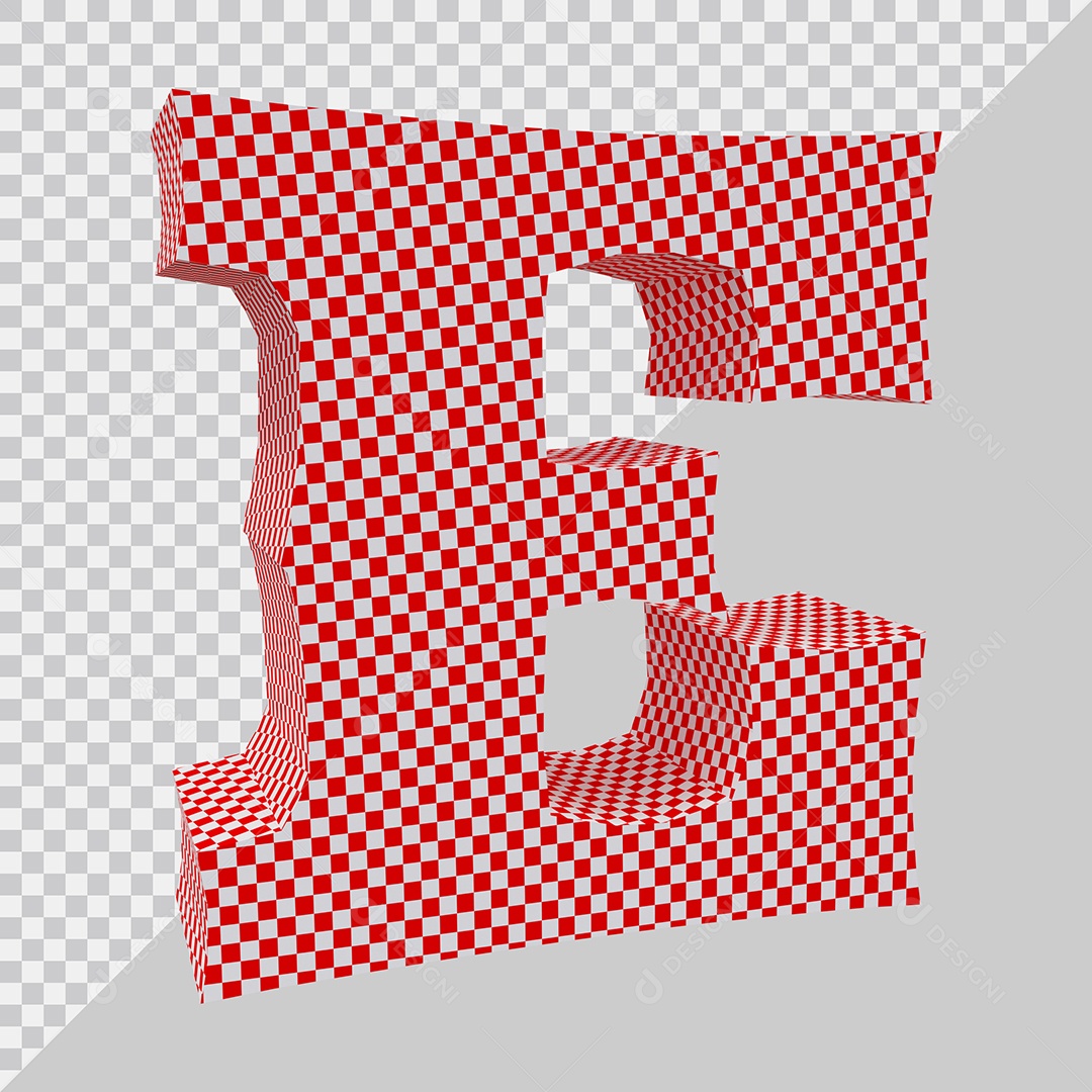 Elemento 3D Para Composição Letra E Vermelho e Branco PSD