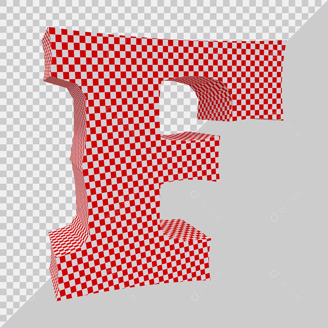 Elemento 3D Para Composição Letra F Vermelho e Branco PSD