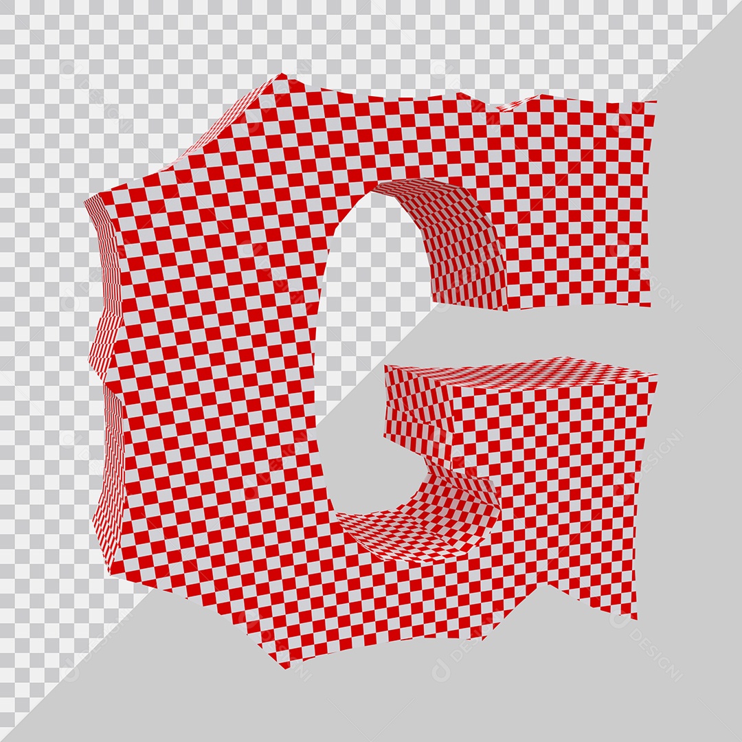 Elemento 3D Para Composição Letra G Vermelho e Branco PSD