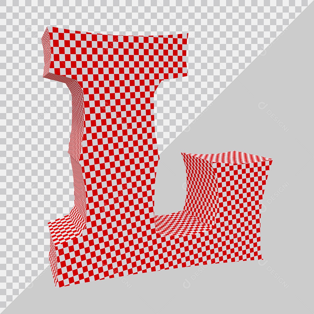 Elemento 3D Para Composição Letra L Vermelho e Branco PSD