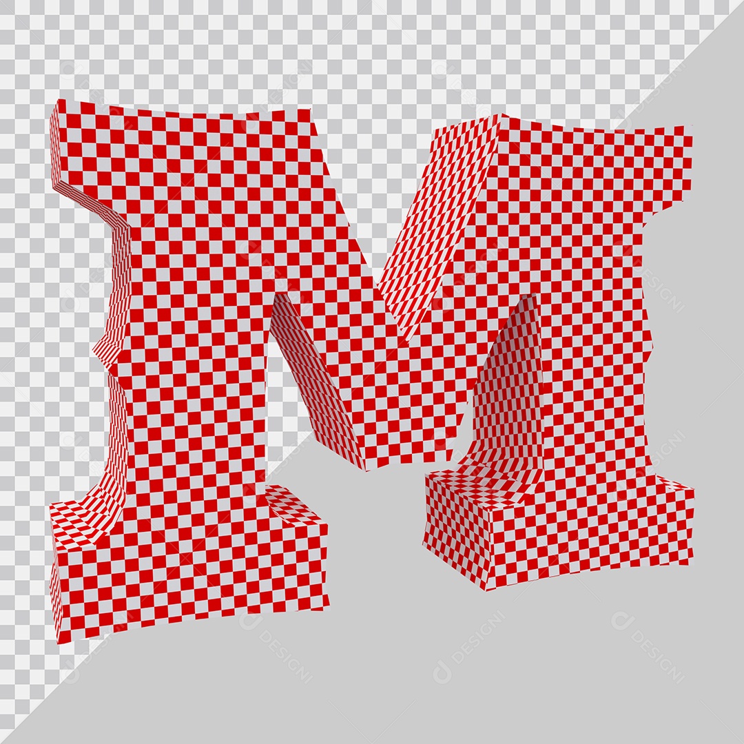 Elemento 3D Para Composição Letra M Vermelho e Branco PSD