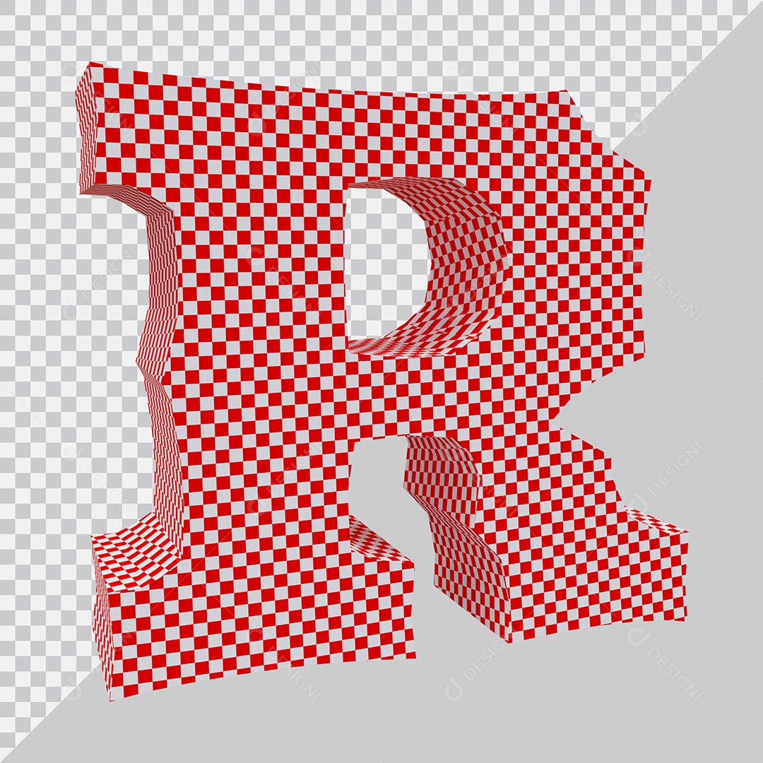Elemento 3D Para Composição Letra R Vermelho e Branco PSD