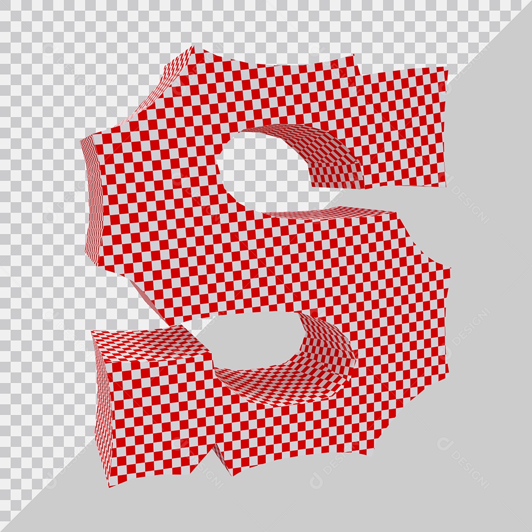 Elemento 3D Para Composição Letra S Vermelho e Branco PSD