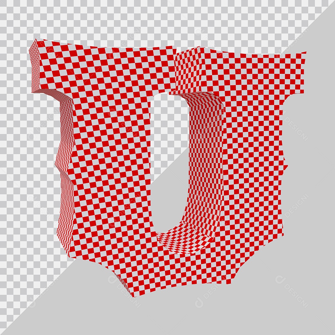 Elemento 3D Para Composição Letra U Vermelho e Branco PSD