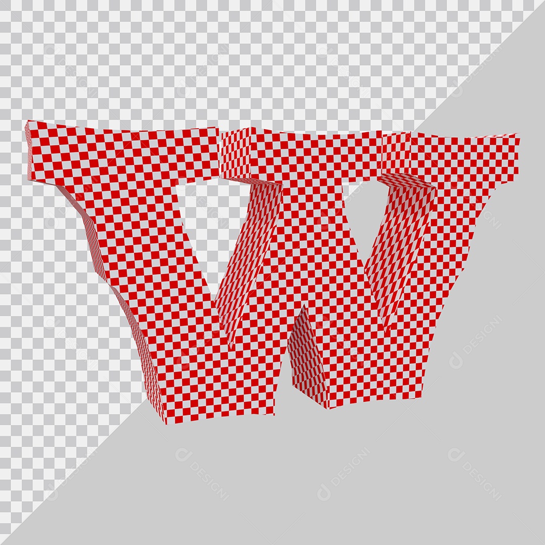Elemento 3D Para Composição Letra W Vermelho e Branco PSD