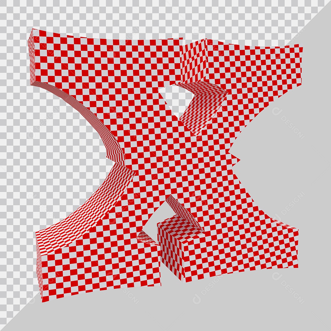 Elemento 3D Para Composição Letra X Vermelho e Branco PSD