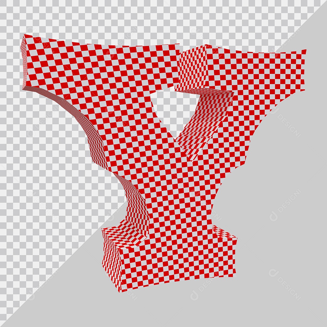 Elemento 3D Para Composição Letra Y Vermelho e Branco PSD