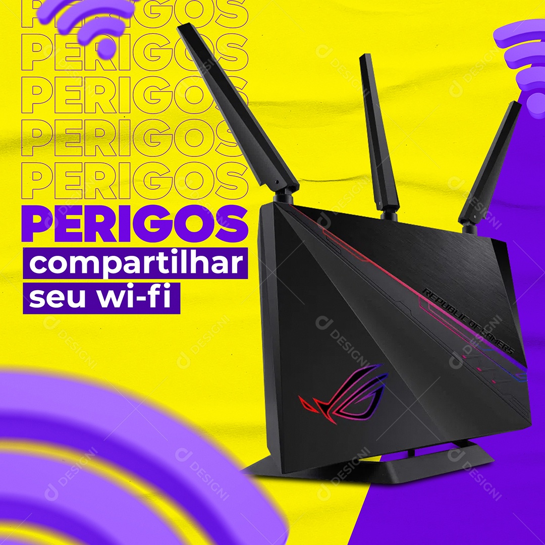 Perigos Compartilhar Seu Wi-fi Social Media PSD Editável