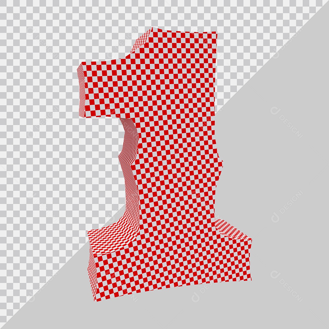 Elemento 3D Para Composição Número 1 Vermelho e Branco PSD